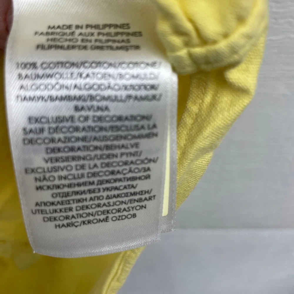 Ralph‎ Lauren Yellow Shirt Blue Logo Button Down Casual Large Pony